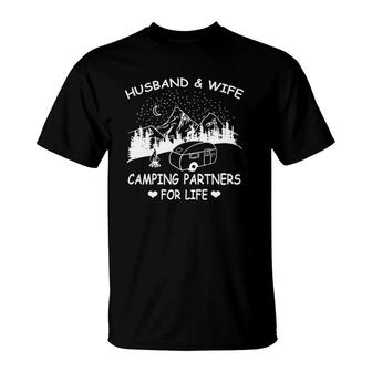 Husband And Wife Camping Partners For Life Cute Sweet T-Shirt | Mazezy