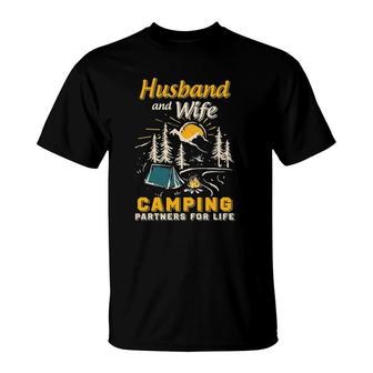 Husband And Wife Camping Partners For Life T-Shirt | Mazezy
