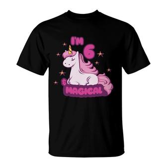 I Am 6 And It Is Magical Beautiful Unicorn 6Th Birthday T-Shirt - Seseable