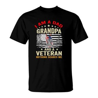 I Am A Dad Grandpa And A Veteran Funny Veterans Day Usa Flag T-Shirt | Mazezy