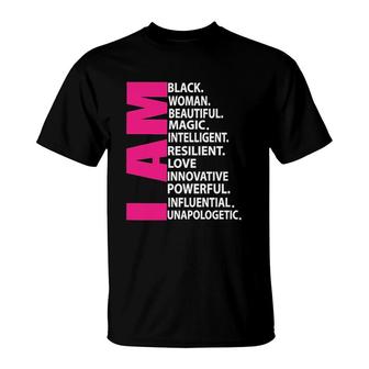 I Am Black Woman Beautiful Magic T-Shirt | Mazezy