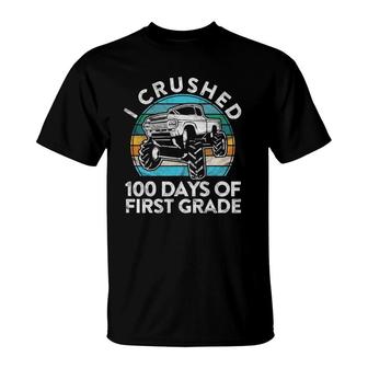I Crushed 100 Days Of First Grade Gift Fun 1St Class School T-Shirt | Mazezy
