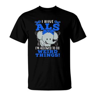 I Have Als Awareness Ribbon Supporter Warrior Elephant T-Shirt | Mazezy