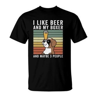 I Like Beer And My Boxer Retro Vintage Dog T-Shirt | Mazezy