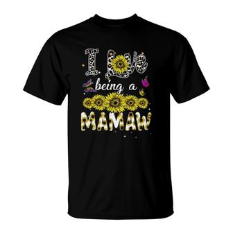 I Love Being A Mamaw Leopard Print And Butterfly Lover T-Shirt | Mazezy