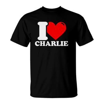 I Love Charlie Red Heart Gift T-Shirt | Mazezy