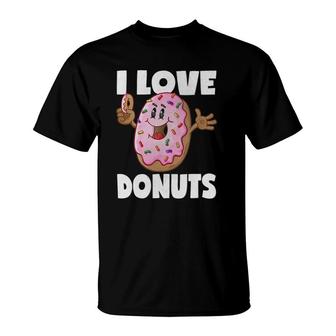 I Love Donuts Funny Vintage Baked Fried Donut Love T-Shirt | Mazezy