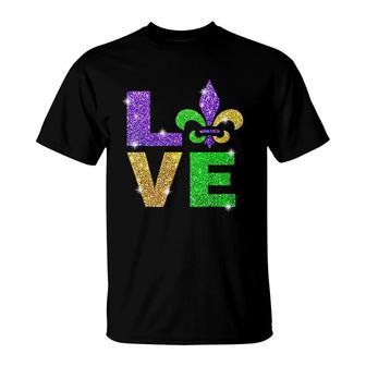 I Love Mardi Gras Fleur De Lis Gift T-Shirt | Mazezy