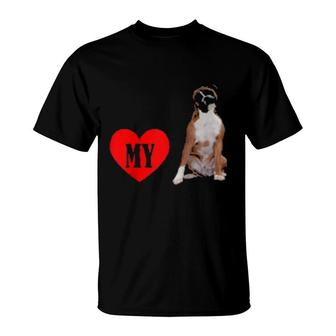 I Love My Boxer Dog Pet Mom Dad Apparel T-Shirt | Mazezy