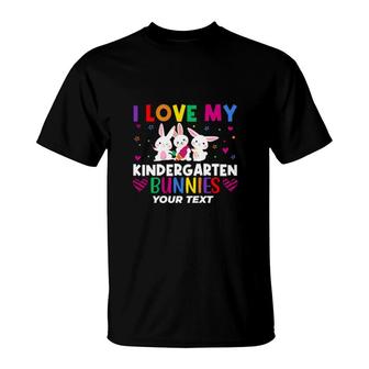 I Love My Kindergarten Bunnies Teacher Easter Bunny T-Shirt | Mazezy
