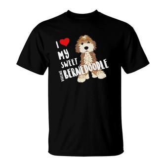 I Love My Sweet Darling Bernedoodle Dog Funny Cute Heart T-Shirt | Mazezy