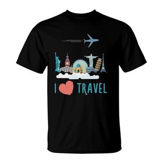 I Love Travel Traveling Lover T-Shirt | Mazezy UK