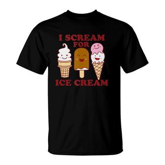 I Scream For Ice Cream Funny Cute Kawaii Style T-Shirt | Mazezy
