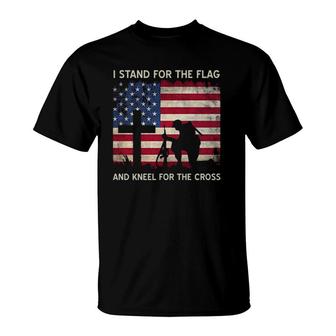 I Stand For The Flag And Kneel For The Cross Gift T-Shirt | Mazezy