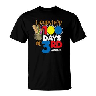 I Survived 100 Days Of 3Rd Grade Funny 100 Days Of School T-Shirt | Mazezy