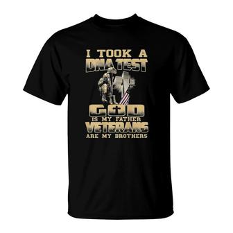 I Took A Dna Test God Is My Father Veterans On Back T-Shirt | Mazezy