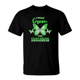I Wear Green For Celiac Disease Awareness Gluten Free Tee T-Shirt | Mazezy