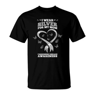 I Wear Silver For My Mom Parkinson Disease Awareness T-Shirt | Mazezy