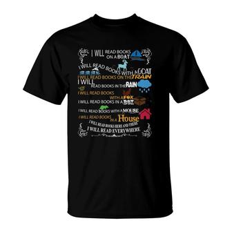 I Will Read Books On A Boat & Everywhere Reading T-Shirt | Mazezy