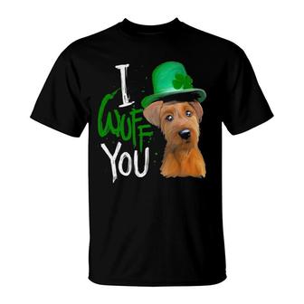 I Wuff You Irish Terrier St Patrick's Day Gift T-Shirt | Mazezy