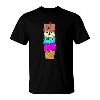 Ice Cream Cat Cone Funny Summer Boys Girls Graphic T-Shirt | Mazezy