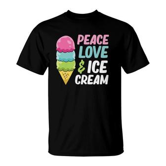 Ice Cream Peace Love And Ice Cream T-Shirt | Mazezy