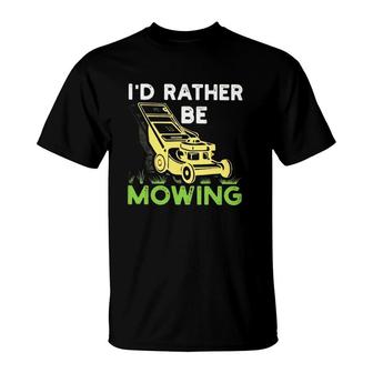 I'd Rather Be Mowing Law Mower Gardener Vintage T-Shirt | Mazezy