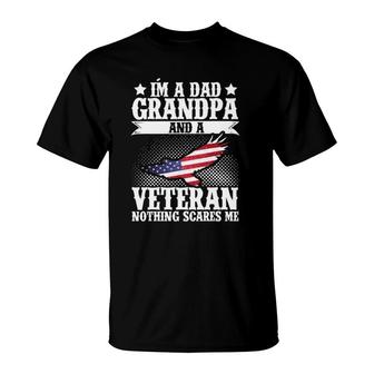 I'm A Dad Grandpa And A Veteran Us Flag Veterans Day T-Shirt | Mazezy