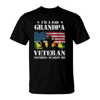 I'm A Dad Grandpa Veteran Nothing Scares Me Flag Gift T-Shirt | Mazezy AU