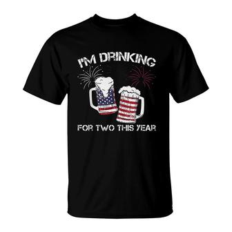 Im Drinking For Two Pregnancy 4th Of July For New Dad T-Shirt - Seseable