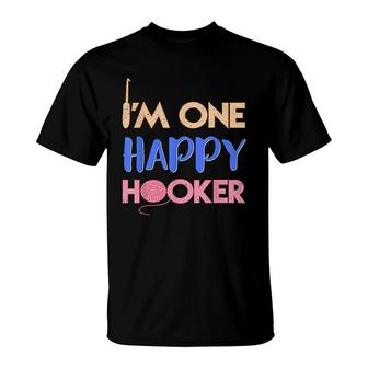 Im One Happy Hooker Funny Crochet T-Shirt | Mazezy