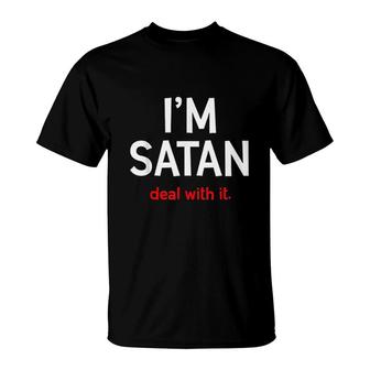 I'm Satan Deal With It Funny Devil Costume Satan T-Shirt - Thegiftio UK