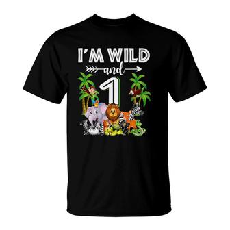 I'm Wild And 1 Zoo Theme Birthday Safari Jungle Animal T-Shirt | Mazezy