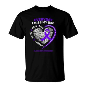 In Memory Dad Purple Alzheimer's Awareness T-Shirt | Mazezy