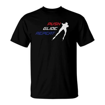 Inline Speed Skating Push Glide Repeat Marathon T-Shirt | Mazezy
