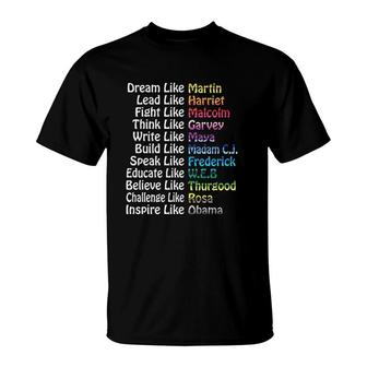 Inspirational Black History Influential Leaders Martin Obama T-Shirt | Mazezy