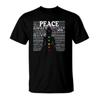 Inspirational Words Peace Meditation Chakra T-Shirt | Mazezy