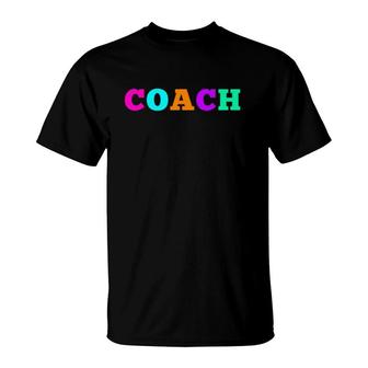 Instructional Coach Modern Teacher Font Colorful Letters T-Shirt | Mazezy