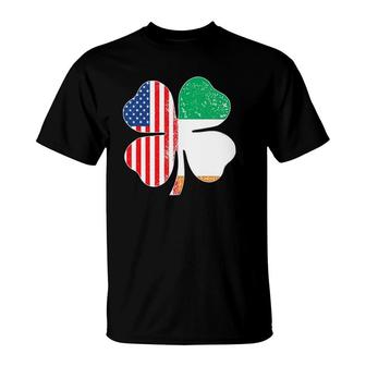 Irish American Flag Shamrock St Patrick's Day T-Shirt | Mazezy