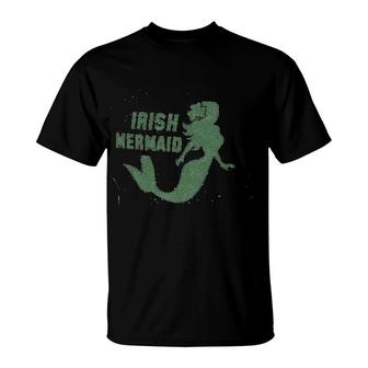 Irish Mermaid St Patricks Day Clover T-Shirt | Mazezy