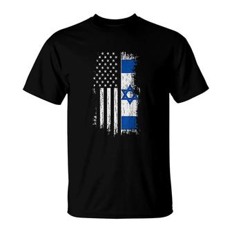 Israeli American Flag Pride Israel Usa T-Shirt | Mazezy