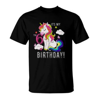 It Is My 6Th Birthday Beautiful Unicorn Draw T-Shirt - Seseable