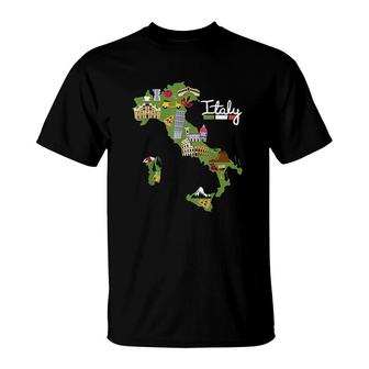 Italy Travel Map T-Shirt | Mazezy