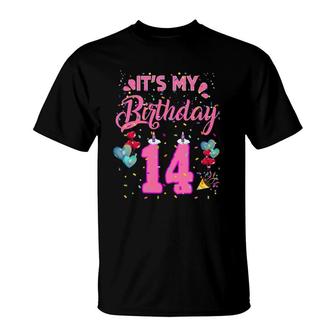 It's My 14Th Birthday Doughnut Happy 14 Years Old Girl T-Shirt | Mazezy
