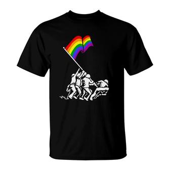 Iwo Jima Pride Flag Gift Lgbt Rights For Military Soldiers T-Shirt | Mazezy