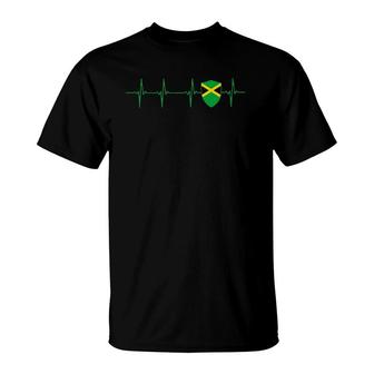 Jamaica Heartbeat Jamaican Flag Design Cute Men Women Kids T-Shirt | Mazezy