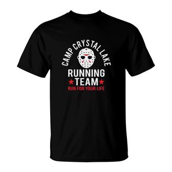 Jason Voorhees Camp Crystal Lake Running Team Run For Your Life Ladies T-Shirt | Mazezy