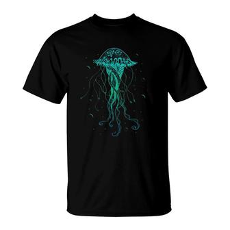 Jellyfish Sea Animal Psychedelic Art Marine Decoration T-Shirt | Mazezy