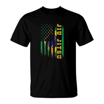 Jiu Jitsu Brazilian Bjj Brazil United States Flag T-Shirt - Thegiftio UK