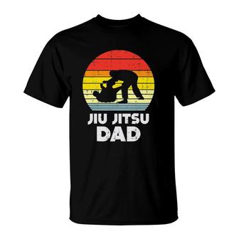 Jiu Jitsu Dad Sunset Retro Brazilian Martial Arts Men Gift T-Shirt | Mazezy